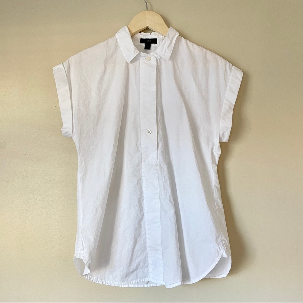 Sz 6 J. Crew White Sleeveless Poplin Blouse